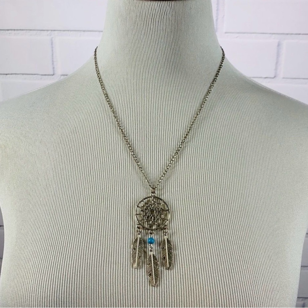 Be Still Boutique Silver Dreamcatcher Necklace with Blue Accent - Picture 6 of 8